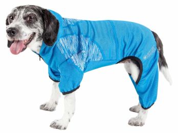 Active 'Pawsterity' Heathered Performance 4-Way Stretch Two-Toned Full Bodied Hoodie (Color: Blue, Size: X-Small)