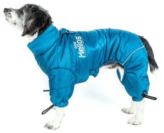 Thunder-crackle Full-Body Waded-Plush Adjustable and 3M Reflective Dog Jacket (Color: Blue, Size: Small)