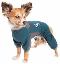 Rufflex' Mediumweight 4-Way-Stretch Breathable Full Bodied Performance Dog Warmup Track Suit (Color: Blue, Size: X-Small)