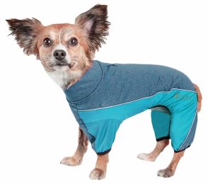 Active 'Chase Pacer' Heathered Performance 4-Way Stretch Two-Toned Full Body Warm Up (Color: Blue, Size: X-Small)
