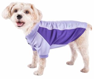 Active 'Barko Pawlo' Relax-Stretch Wick-Proof Performance Dog Polo T-Shirt (Color: Purple, Size: Small)