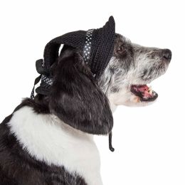 Sea Spot Sun' Uv Protectant Adjustable Fashion Mesh Brimmed Dog Hat Cap (Color: Black, Size: Large)