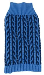 Harmonious Dual Color Weaved Heavy Cable Knitted Fashion Designer Dog Sweater (Color: Blue/Navy, Size: Large)