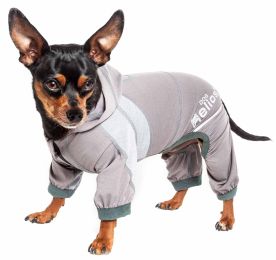 Namastail' Lightweight 4-Way Stretch Breathable Full Bodied Performance Yoga Dog Hoodie Tracksuit (Color: Grey, Size: Small)