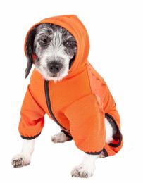 Active 'Pawsterity' Heathered Performance 4-Way Stretch Two-Toned Full Bodied Hoodie (Color: Orange, Size: Large)
