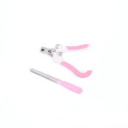 Stainless Steel Dog Nail Clippers and Trimmer with Safety Guard and Nail Grind File Large Dog Cat Rabbit Bird Nail Scissor Pet Grooming (Color: Pink)