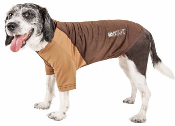 Active 'Hybreed' 4-Way Stretch Two-Toned Performance Dog T-Shirt (Color: Brown, Size: Small)