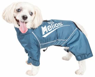 Hurricanine' Waterproof And Reflective Full Body Dog Coat Jacket W/ Heat Reflective Technology (Color: Blue, Size: Medium)