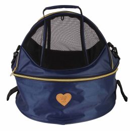 Air-Venture' Dual-Zip Airline Approved Panoramic Circular Travel Pet Dog Carrier (Color: Navy)