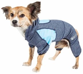 Active 'Fur-Breeze' Heathered Performance 4-Way Stretch Two-Toned Full Bodied Hoodie (Color: Blue, Size: Small)