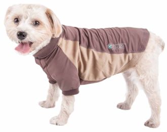 Active 'Barko Pawlo' Relax-Stretch Wick-Proof Performance Dog Polo T-Shirt (Color: Brown, Size: Small)