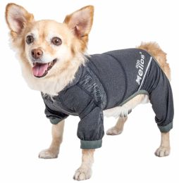 Namastail' Lightweight 4-Way Stretch Breathable Full Bodied Performance Yoga Dog Hoodie Tracksuit (Color: Black, Size: Large)