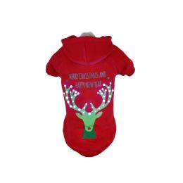 LED Lighting Christmas Reindeer Hooded Sweater Pet Costume (Size: Small)