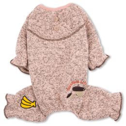 Designer Soft Cotton Full Body Thermal Pet Dog Jumpsuit Pajamas (Color: Pink, Size: Large)