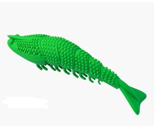 Lobster Shape Cat Toothbrush Interactive Chewing Catnip Toy Dental Care for Kitten Teeth Cleaning Leaky Food Device Natural Rubber Bite Resistance (Color: Green)