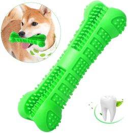 Chew Toy Stick Dog Toothbrush with Toothpaste Reservoir Natural Rubber Dog Dental Chews Care Dog Toys Bone for Pet Teeth Cleaning (Color: Green)