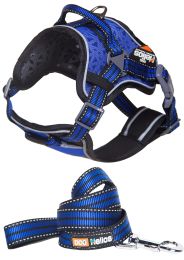 Dog Chest Compression Pet Harness and Leash Combo (Color: Blue, Size: Small)