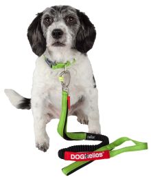 Neo-Indestructible Easy-Tension Sporty Embroidered Thick Durable Pet Dog Leash And Collar (Color: Green, Size: Large)