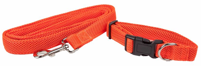 Aero Mesh' 2-In-1 Dual Sided Comfortable And Breathable Adjustable Mesh Dog Leash-Collar (Color: Orange, Size: Small)