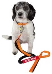 Neo-Indestructible Easy-Tension Sporty Embroidered Thick Durable Pet Dog Leash And Collar (Color: Orange, Size: Large)