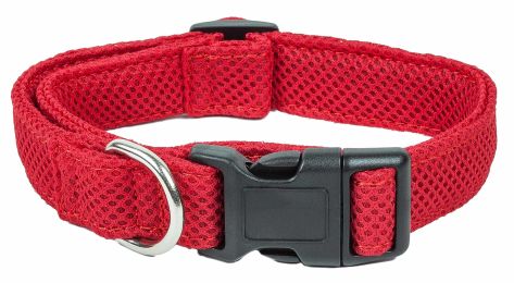 Aero Mesh' 360 Degree Dual Sided Comfortable And Breathable Adjustable Mesh Dog Collar (Color: Red, Size: Small)