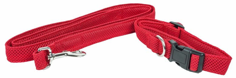 Aero Mesh' 2-In-1 Dual Sided Comfortable And Breathable Adjustable Mesh Dog Leash-Collar (Color: Red, Size: Medium)