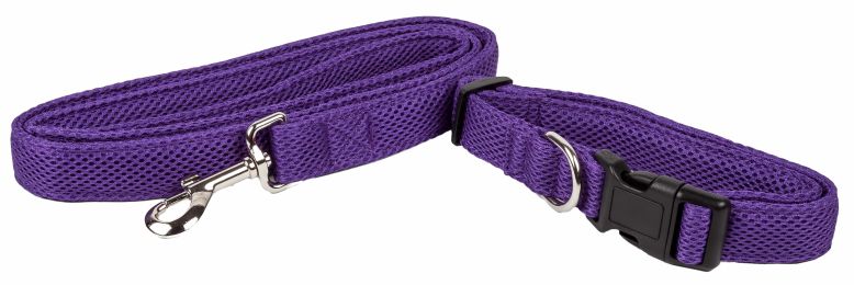 Aero Mesh' 2-In-1 Dual Sided Comfortable And Breathable Adjustable Mesh Dog Leash-Collar (Color: Purple, Size: Medium)