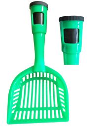 Poopin-Scoopin Dog And Cat Pooper Scooper Litter Shovel With Built-In Waste Bag Handle Holster (Color: Green)