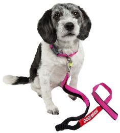 Neo-Indestructible Easy-Tension Sporty Embroidered Thick Durable Pet Dog Leash And Collar (Color: Pink, Size: Large)