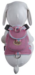 Mesh Pet Harness With Pouch (Color: Pink, Size: Large)