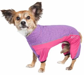 Active 'Chase Pacer' Heathered Performance 4-Way Stretch Two-Toned Full Body Warm Up (Color: Purple, Size: Small)