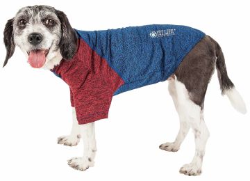Active 'Hybreed' 4-Way Stretch Two-Toned Performance Dog T-Shirt (Color: Blue, Size: Small)