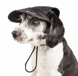 Cap-Tivating' Uv Protectant Adjustable Fashion Dog Hat Cap (Color: Black, Size: Medium)
