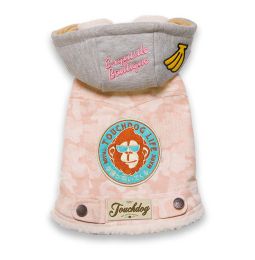 Outlaw Designer Embellished Retro-Denim Pet Dog Hooded Jacket Coat (Color: Pink, Size: Small)