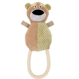 Plush Huggabear Natural Jute And Squeak Chew Tugging Dog Toy (Color: Brown/Olive)