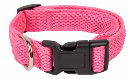 Aero Mesh' 360 Degree Dual Sided Comfortable And Breathable Adjustable Mesh Dog Collar (Color: Pink, Size: Medium)