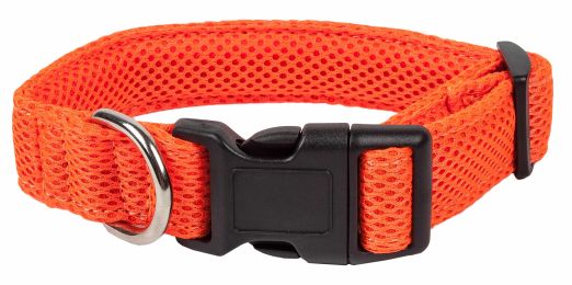 Aero Mesh' 360 Degree Dual Sided Comfortable And Breathable Adjustable Mesh Dog Collar (Color: Orange, Size: Small)