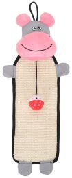 Paw-Pleasant Eco-Natural Sisal And Jute Hanging Carpet Kitty Cat Scratcher With Toy (Color: Pink/Grey)