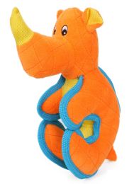 Cartoon Funimal Plush Animal Squeak Chew Tug Dog Toy (Color: Orange)