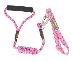 Dura-Tough Easy Tension 3M Reflective Pet Leash and Collar (Color: Pink, Size: Large)