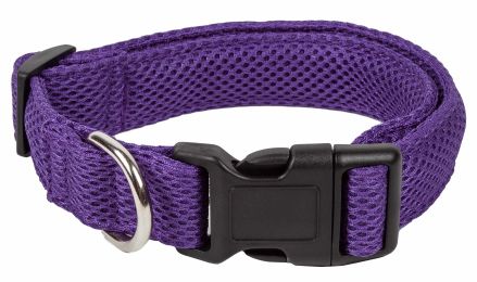 Aero Mesh' 360 Degree Dual Sided Comfortable And Breathable Adjustable Mesh Dog Collar (Color: Purple, Size: Medium)