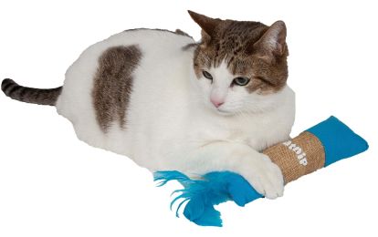 Rectangular Duffle Crinkle Plush Faux Fur Teaser Catnip Kitty Cat Toy (Color: Blue)