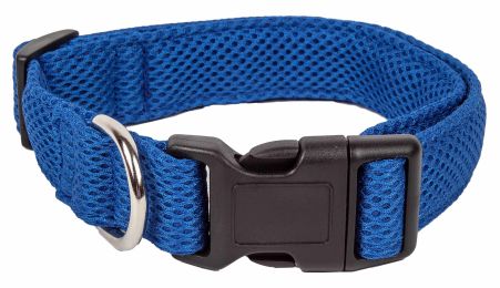 Aero Mesh' 360 Degree Dual Sided Comfortable And Breathable Adjustable Mesh Dog Collar (Color: Blue, Size: Large)