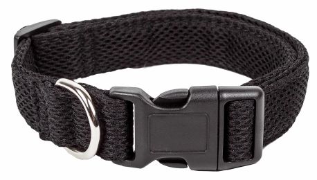 Aero Mesh' 360 Degree Dual Sided Comfortable And Breathable Adjustable Mesh Dog Collar (Color: Black, Size: Medium)