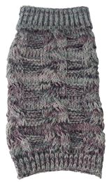 Royal Bark Heavy Cable Knitted Designer Fashion Dog Sweater (Color: Grey, Size: Small)