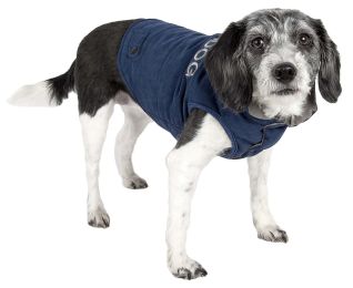 Waggin Swag Reversible Insulated Pet Coat (Color: Blue, Size: Large)