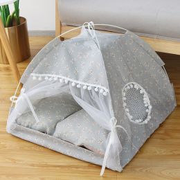 Washable Pet Puppy Kennel Dog Cat Tent, Pet Tent Bed, Pet Teepee Dog Cat Bed with Canopy, Pet Bed, Portable Foldable Durable Pet Tent (Size: Large)