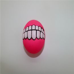 Pet Squeaky Ball Interactive Dog Chewing Toy with Funny Large Teeth Design for Aggressive Chewers Toy (Color: Pink)