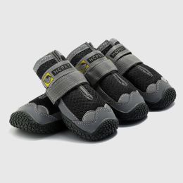 Pet Non-Skid Booties, Waterproof Socks Breathable Non-Slip with 3m Reflective Adjustable Strap (4PCS/Set) Paw Protector (Color: Black, Size: X-Large)