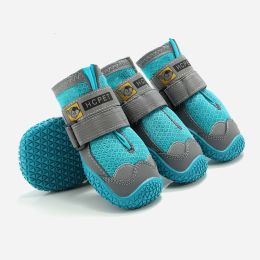 Pet Non-Skid Booties, Waterproof Socks Breathable Non-Slip with 3m Reflective Adjustable Strap (4PCS/Set) Paw Protector (Color: Blue, Size: X-Large)